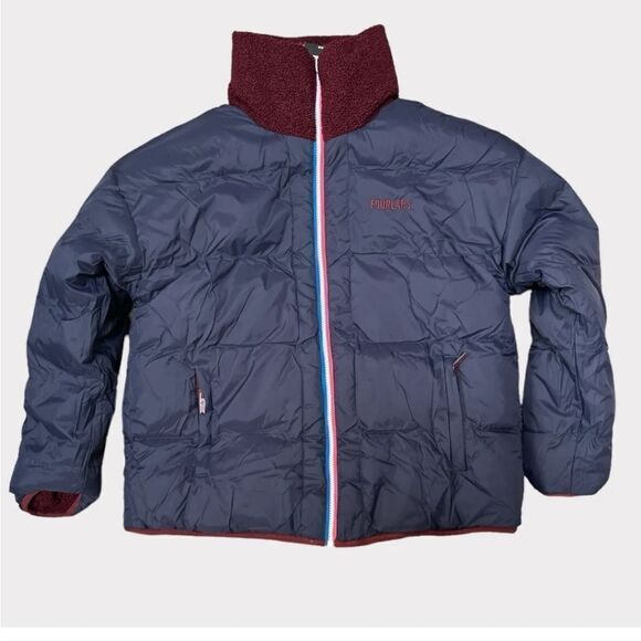 FOURLAPS Polar Quilted Sherpa Jacket Burgandy/Smoke - Picture 10 of 14